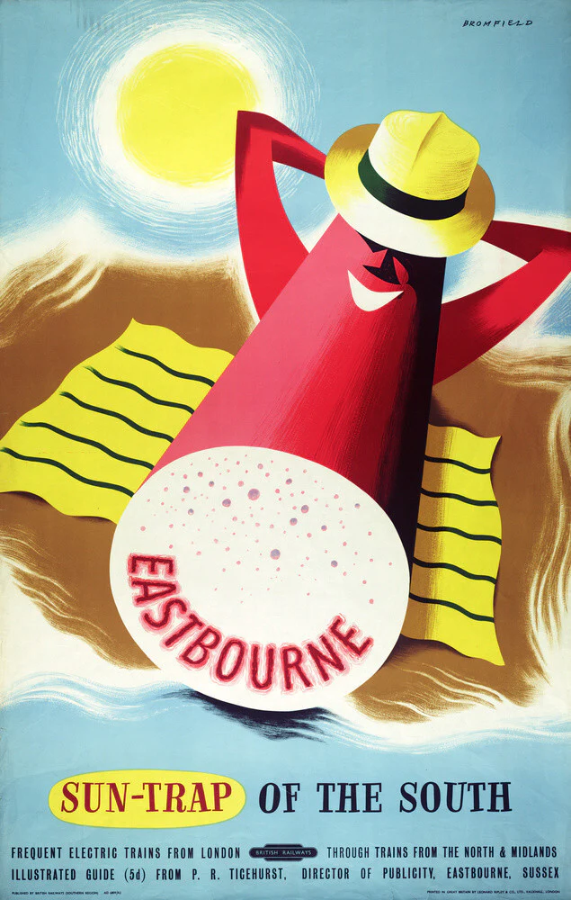 Poster, British Railways (Southern Region), Eastbourne - sun trap of the South, by Bromfield, 1960s.