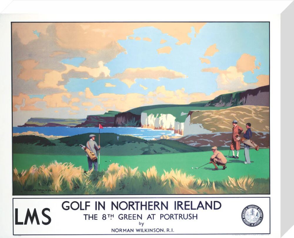 'Golf in Northern Ireland', LMS poster, c 1925. - Image 32