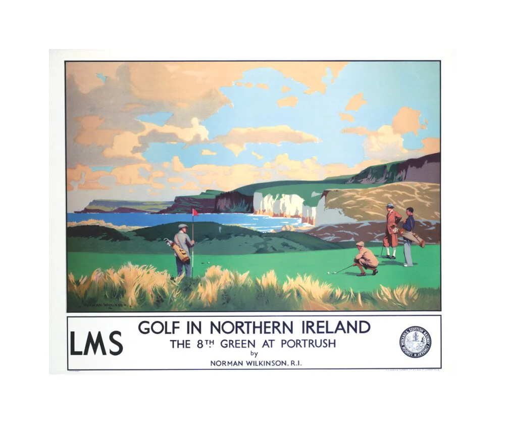 'Golf in Northern Ireland', LMS poster, c 1925. - Image 61