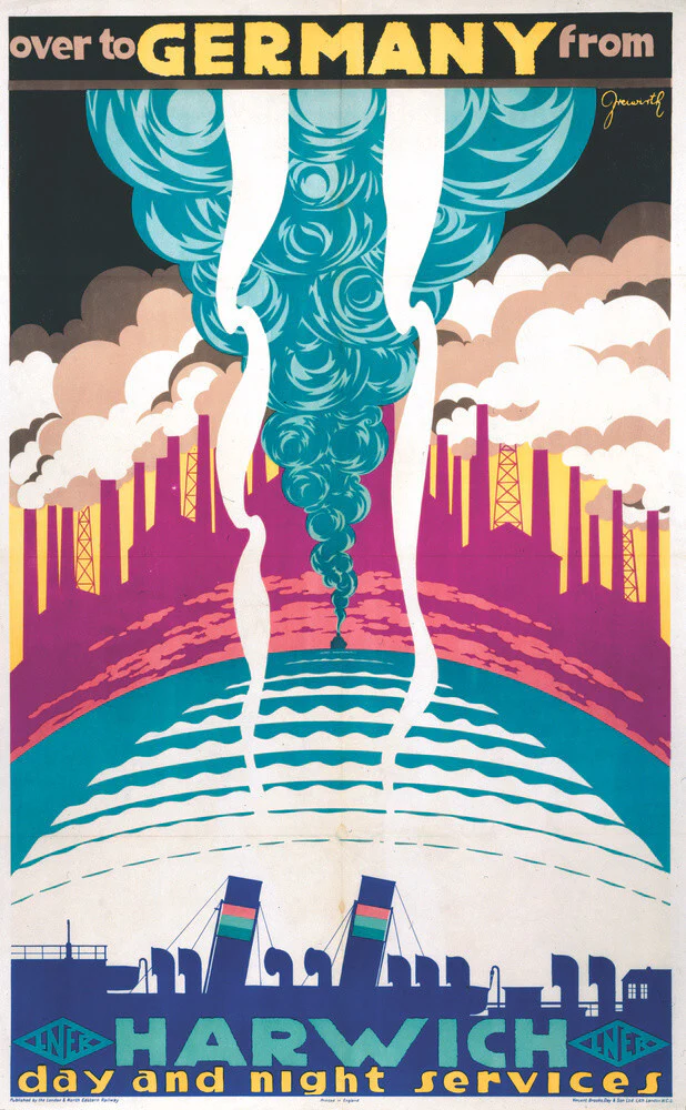 'Over to Germany from Harwich', LNER poster, 1923-1947.