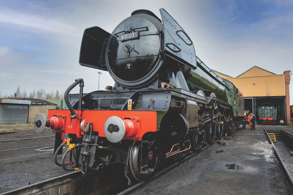 LNER 4-6-2 No. 60103 'Flying Scotsman' locomotive heading into overhaul.