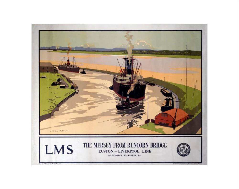 'The Mersey from Runcorn Bridge', LMS poster, 1923-1947. - Image 2