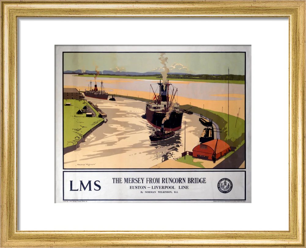 'The Mersey from Runcorn Bridge', LMS poster, 1923-1947. - Image 5