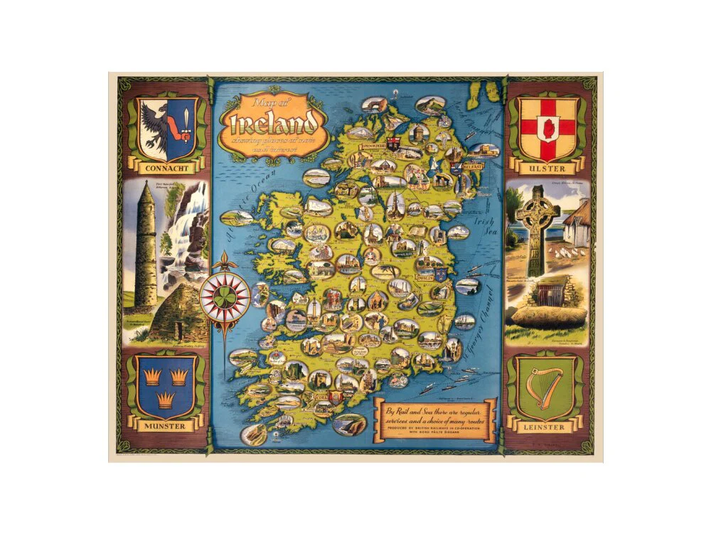 Map of Ireland, BR poster, c 1950s. - Image 17