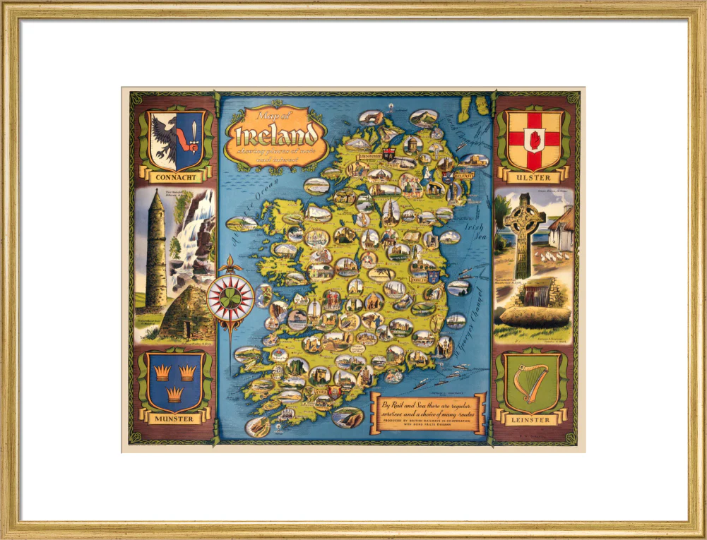 Map of Ireland, BR poster, c 1950s. - Image 20