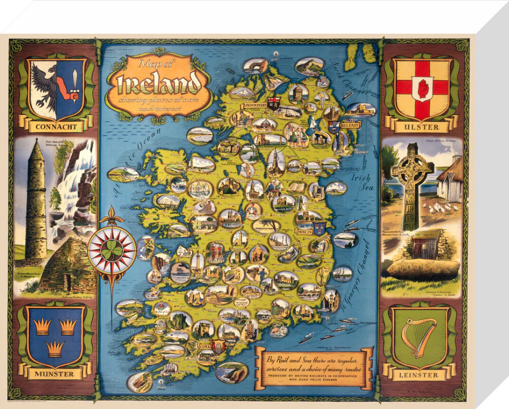 Map of Ireland, BR poster, c 1950s. - Image 31