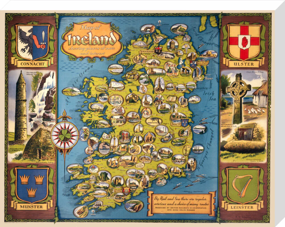 Map of Ireland, BR poster, c 1950s. - Image 33