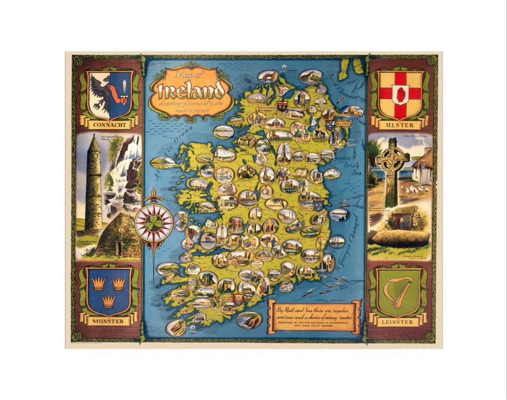 Map of Ireland, BR poster, c 1950s. - Image 35