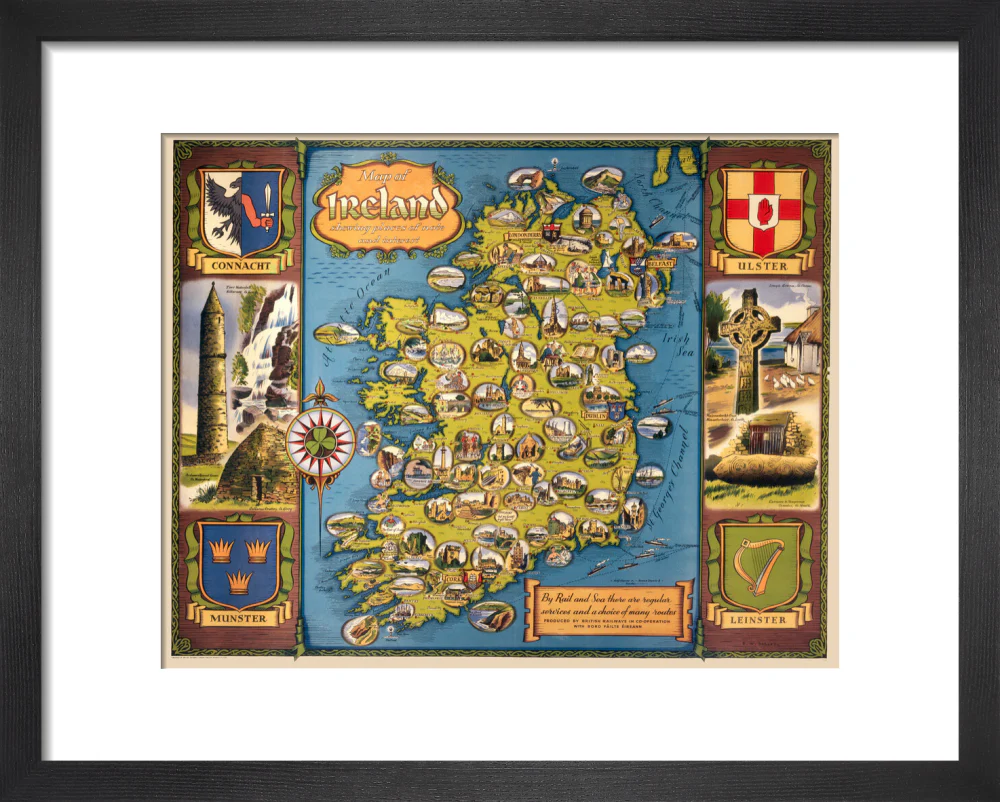Map of Ireland, BR poster, c 1950s. - Image 36