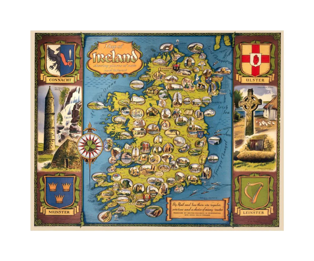 Map of Ireland, BR poster, c 1950s. - Image 61