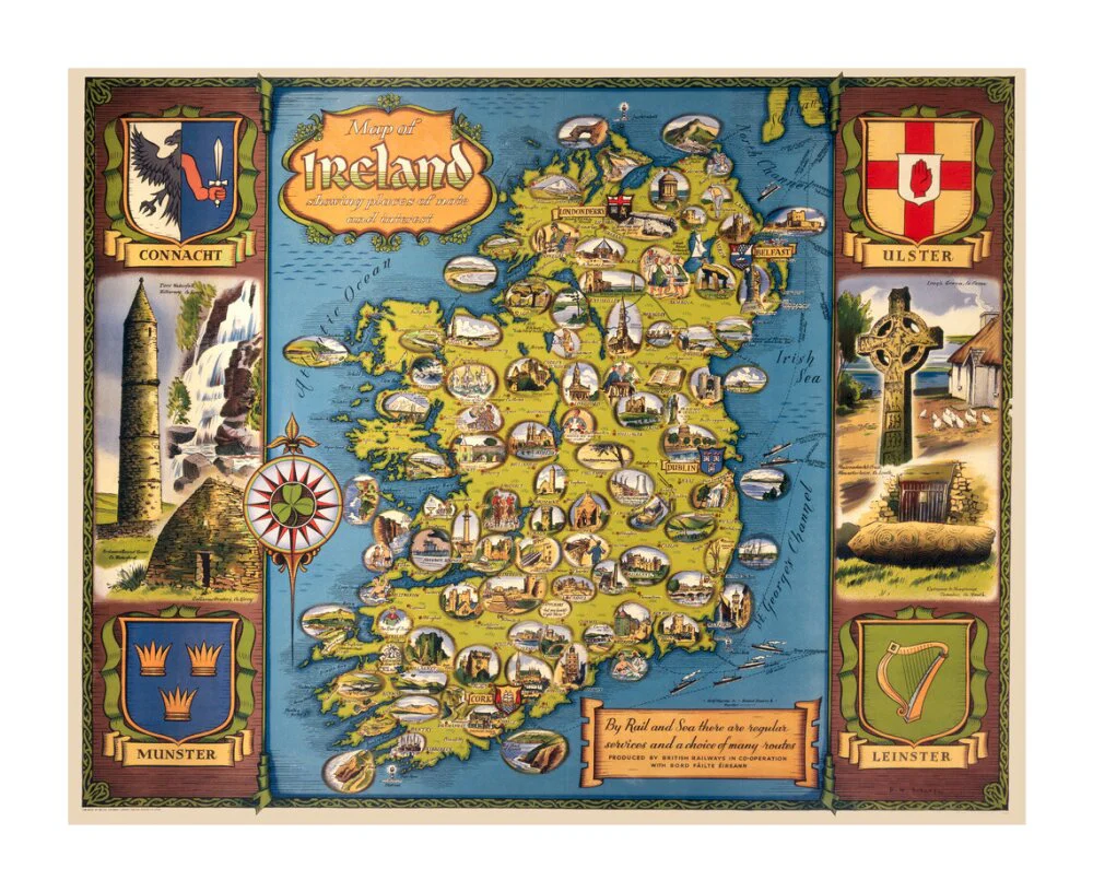 Map of Ireland, BR poster, c 1950s. - Image 63