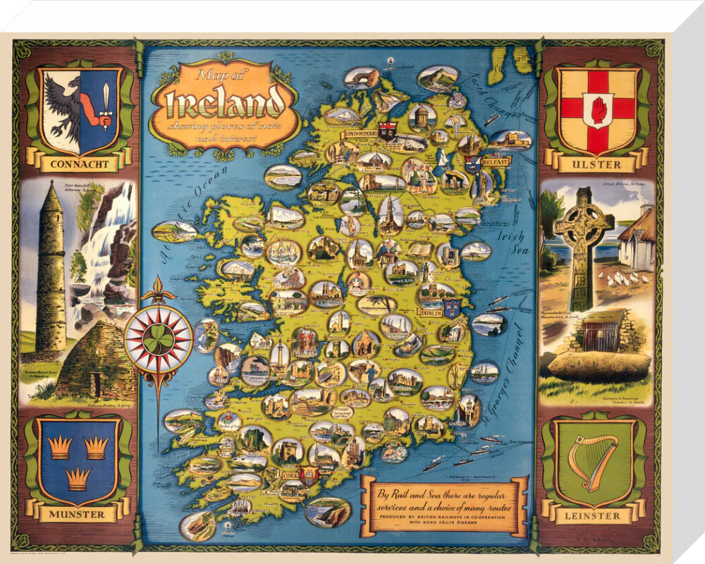 Map of Ireland, BR poster, c 1950s. - Image 65