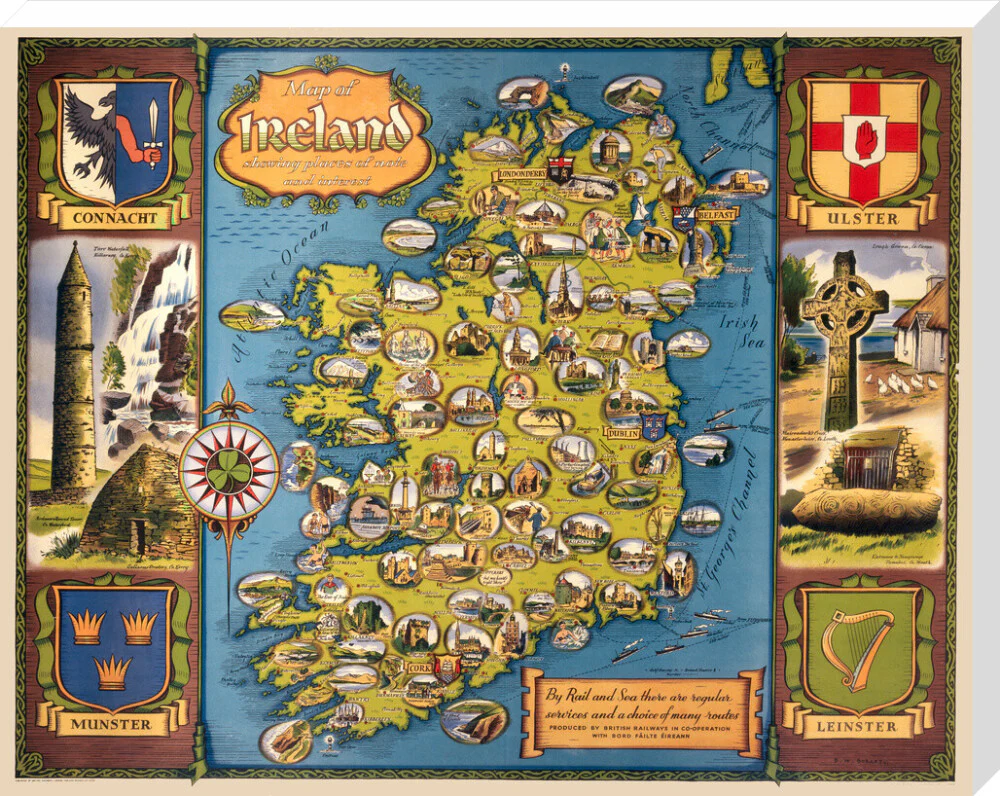 Map of Ireland, BR poster, c 1950s. - Image 67