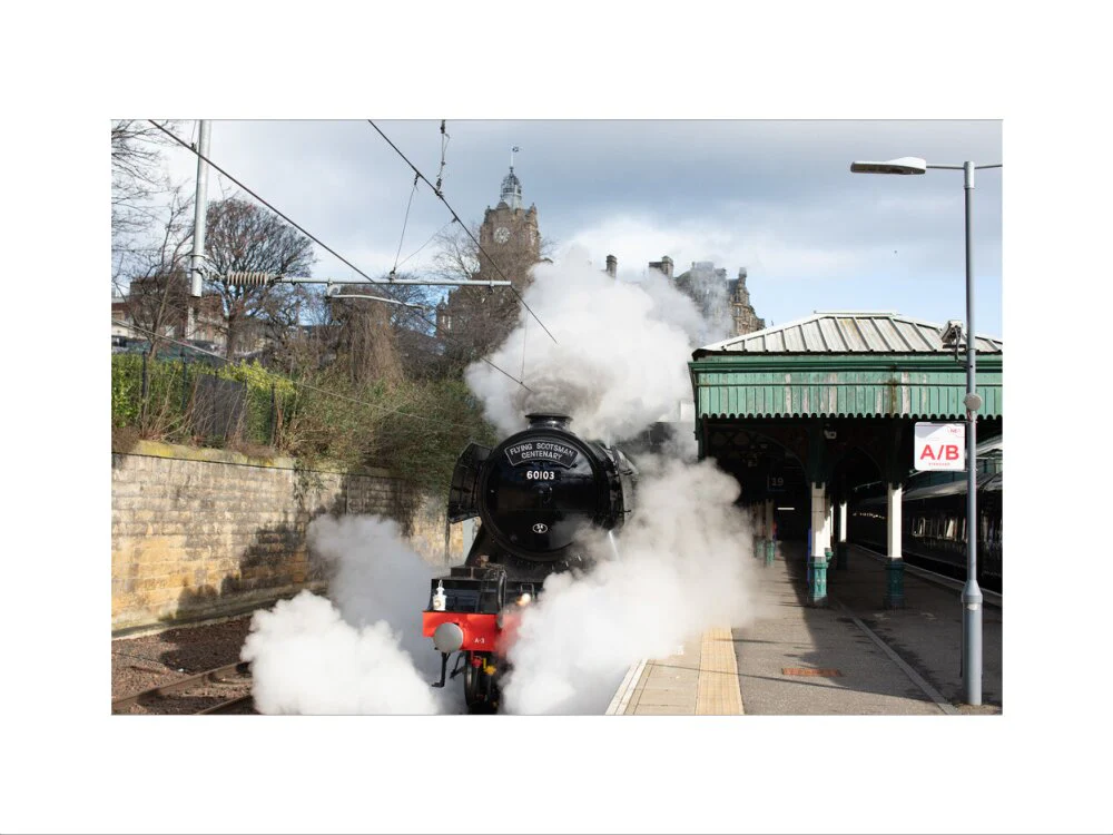 Flying Scotsman leaving Waverley Station, Edinburgh. - Image 7