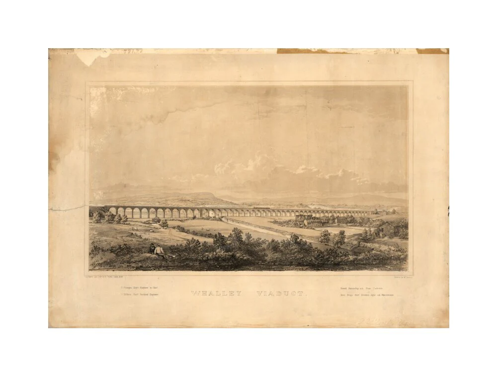 Lithograph, Whalley Viaduct. - Image 61