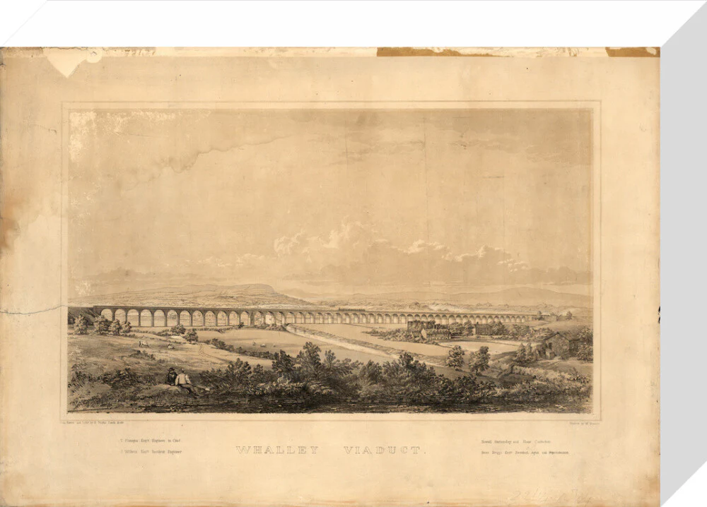 Lithograph, Whalley Viaduct. - Image 64