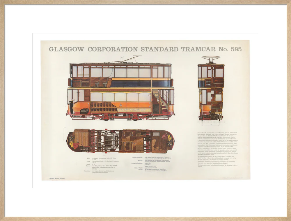 Science Museum produced poster of the four-wheeled electric tramcar built for the Glasgow corporation tramways in 1901. - Image 26