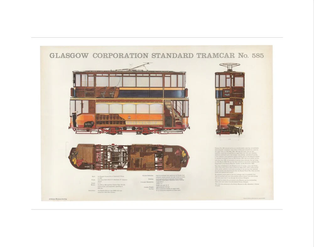 Science Museum produced poster of the four-wheeled electric tramcar built for the Glasgow corporation tramways in 1901. - Image 35