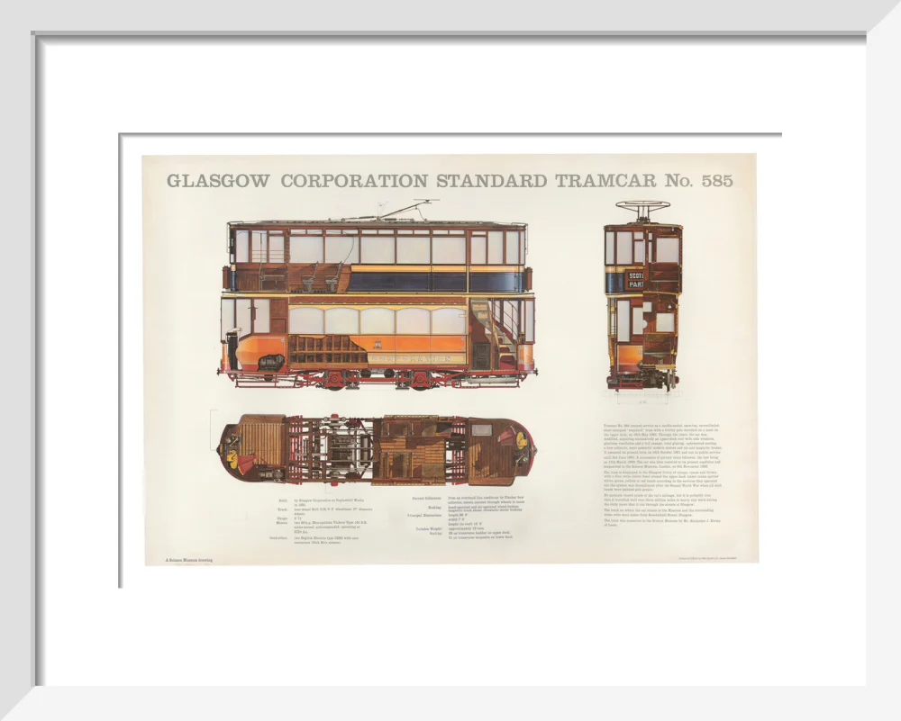 Science Museum produced poster of the four-wheeled electric tramcar built for the Glasgow corporation tramways in 1901. - Image 4