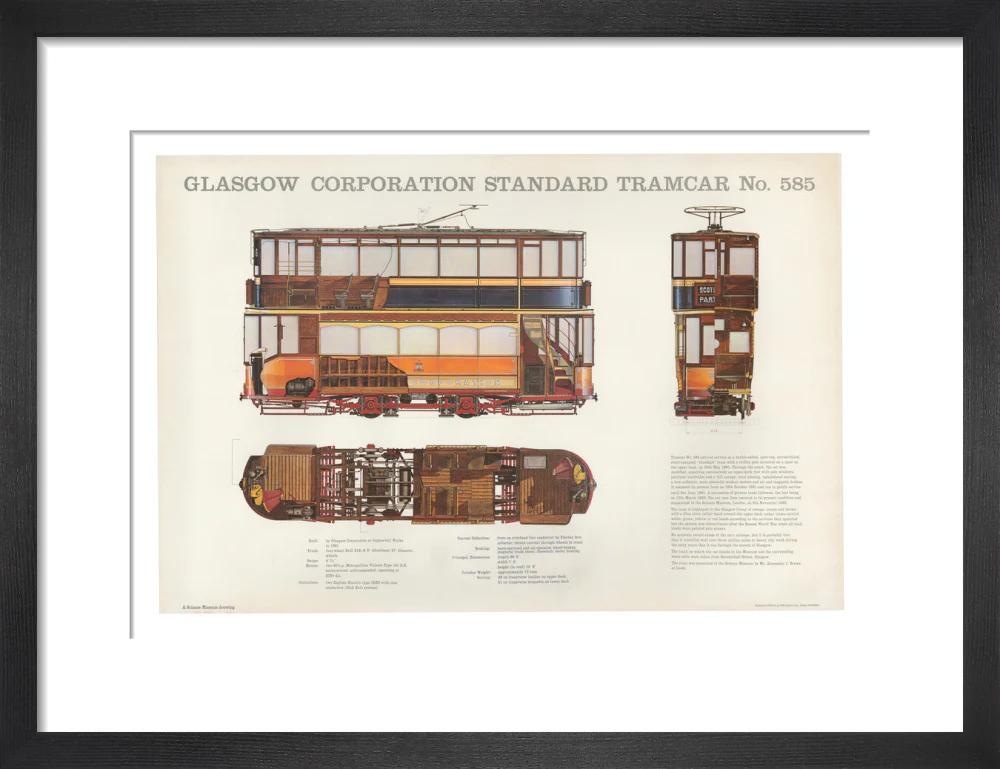 Science Museum produced poster of the four-wheeled electric tramcar built for the Glasgow corporation tramways in 1901. - Image 41