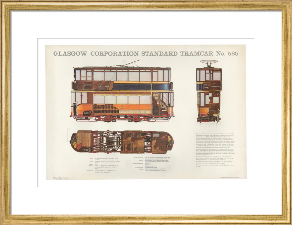 Science Museum produced poster of the four-wheeled electric tramcar built for the Glasgow corporation tramways in 1901. - Image 48