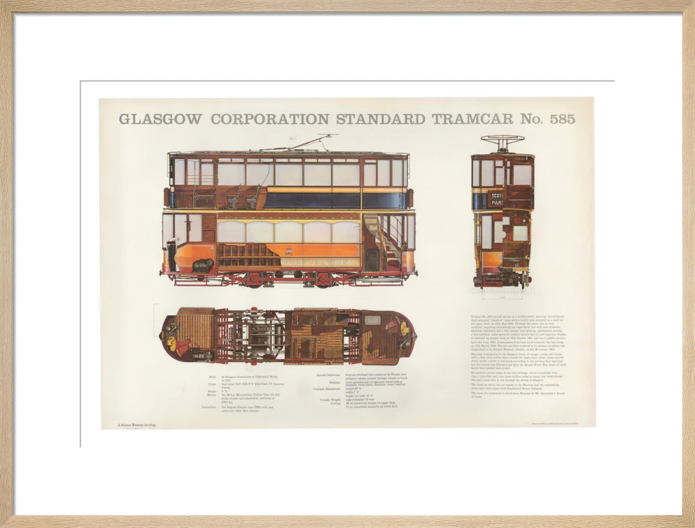 Science Museum produced poster of the four-wheeled electric tramcar built for the Glasgow corporation tramways in 1901. - Image 54