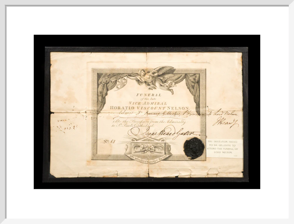 Invitation to Nelson's funeral issued to Dr. Gillespie, 1806. - Image 19