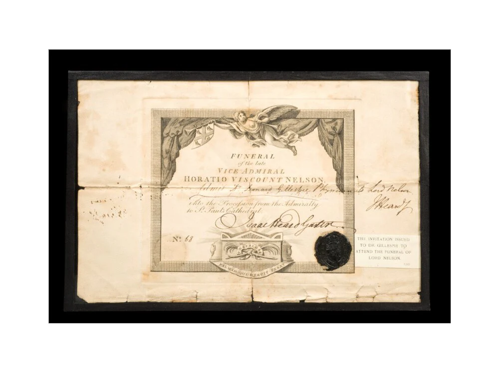 Invitation to Nelson's funeral issued to Dr. Gillespie, 1806. - Image 55