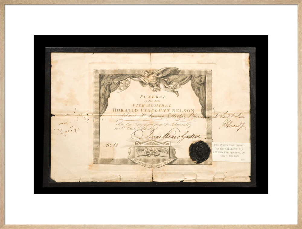 Invitation to Nelson's funeral issued to Dr. Gillespie, 1806. - Image 59