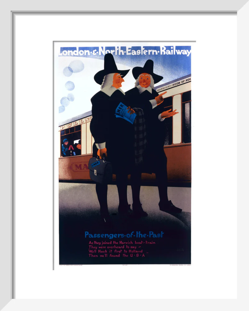 'Passengers of the Past - the Pilgrim Fathers', LNER poster, 1929. - Image 4