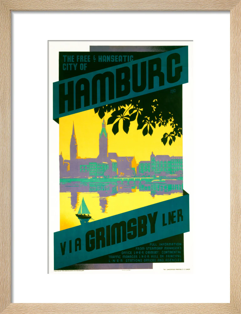 'Hamburg via Grimsby', LNER poster, c 1930s - Image 11