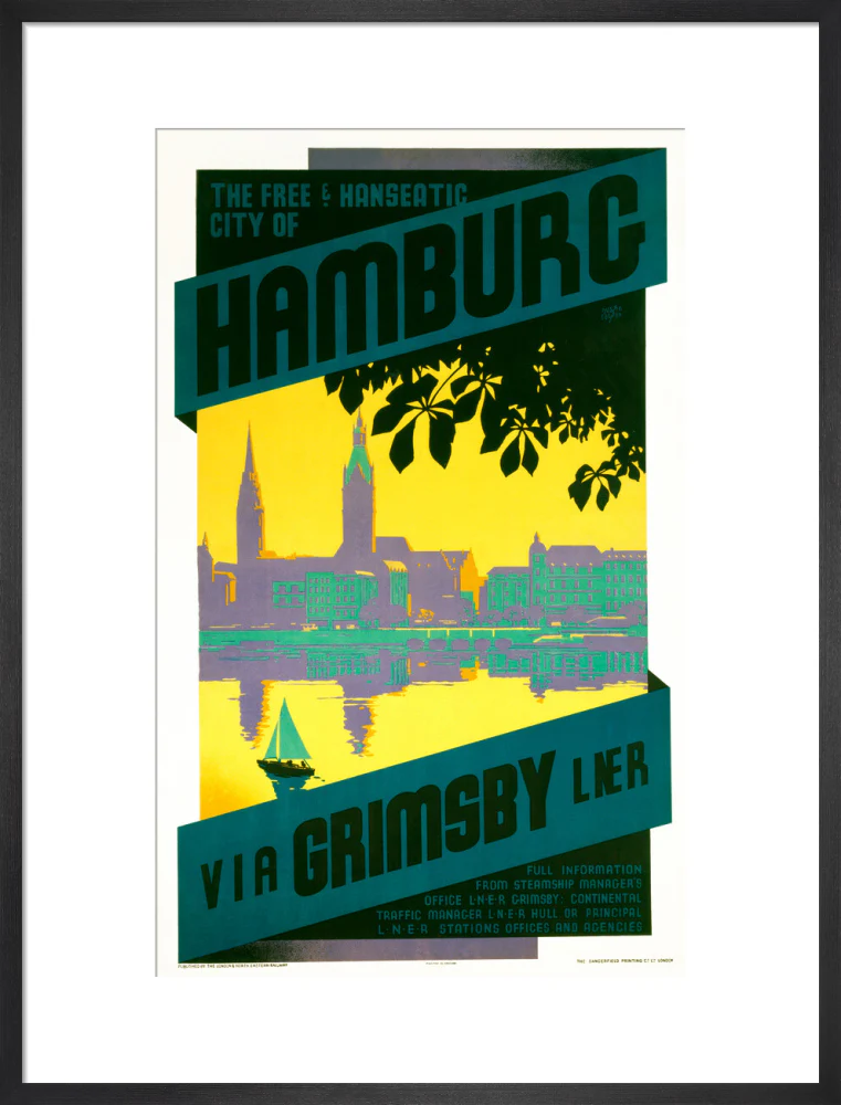 'Hamburg via Grimsby', LNER poster, c 1930s - Image 18