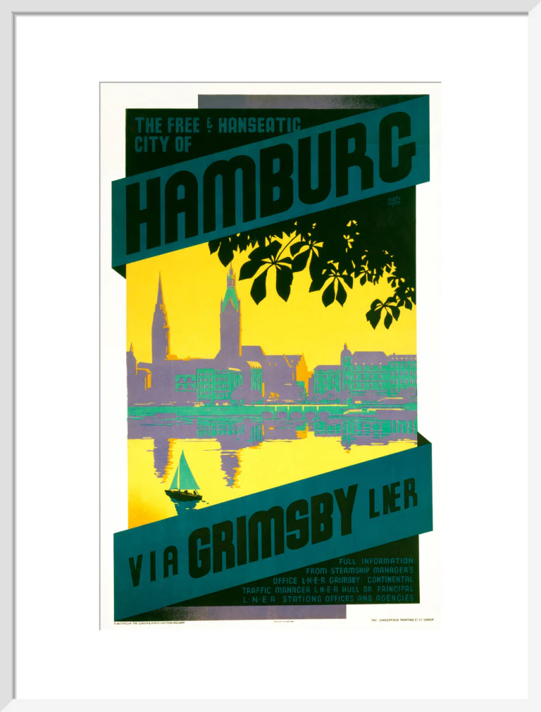 'Hamburg via Grimsby', LNER poster, c 1930s - Image 19