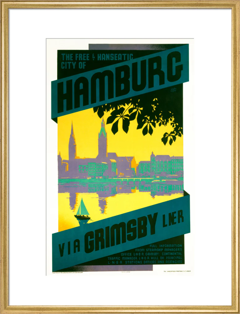 'Hamburg via Grimsby', LNER poster, c 1930s - Image 20