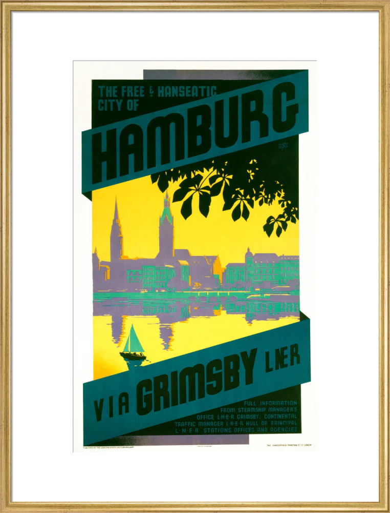 'Hamburg via Grimsby', LNER poster, c 1930s - Image 25