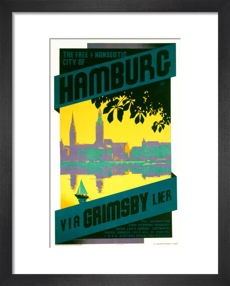 'Hamburg via Grimsby', LNER poster, c 1930s - Image 3