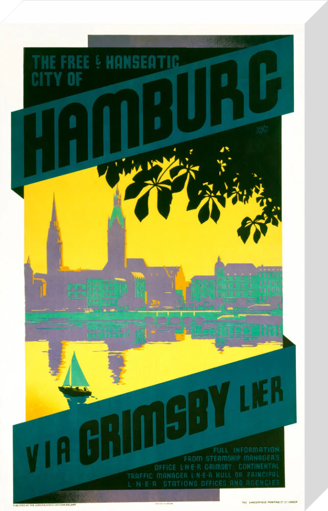 'Hamburg via Grimsby', LNER poster, c 1930s - Image 32