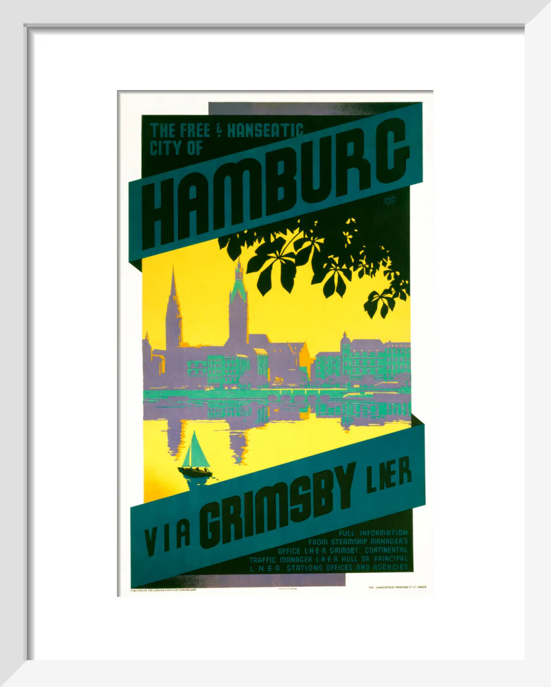 'Hamburg via Grimsby', LNER poster, c 1930s - Image 4