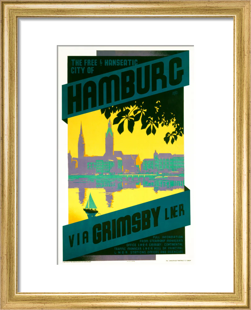 'Hamburg via Grimsby', LNER poster, c 1930s - Image 5