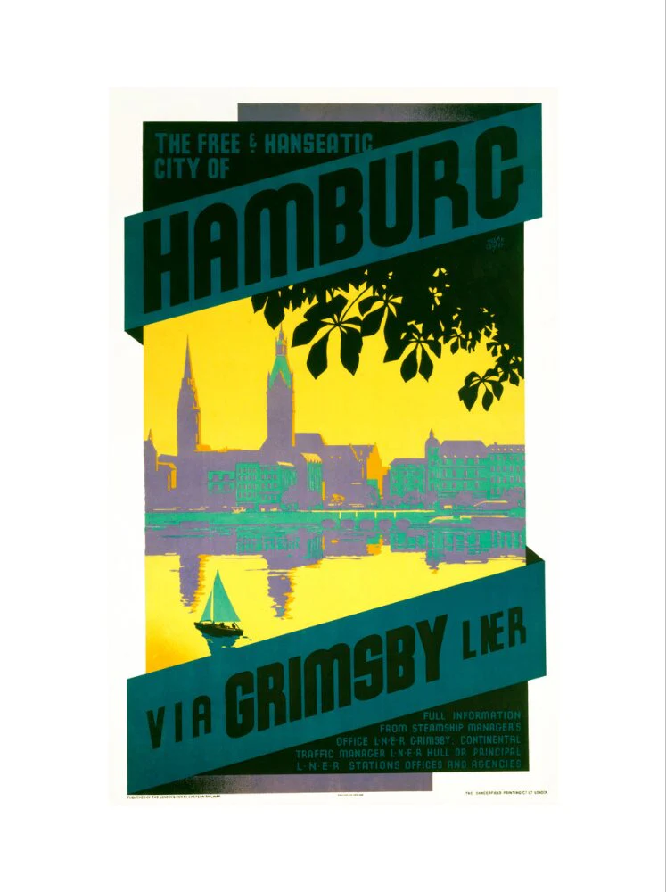 'Hamburg via Grimsby', LNER poster, c 1930s - Image 55
