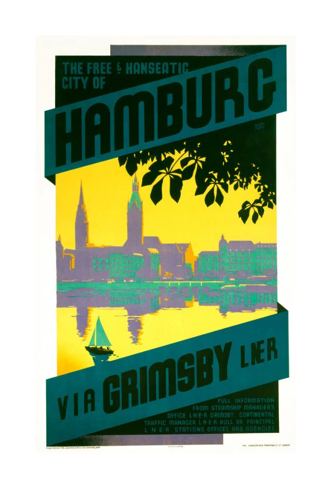 'Hamburg via Grimsby', LNER poster, c 1930s - Image 62