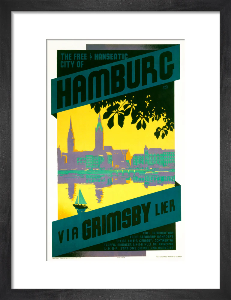 'Hamburg via Grimsby', LNER poster, c 1930s - Image 8