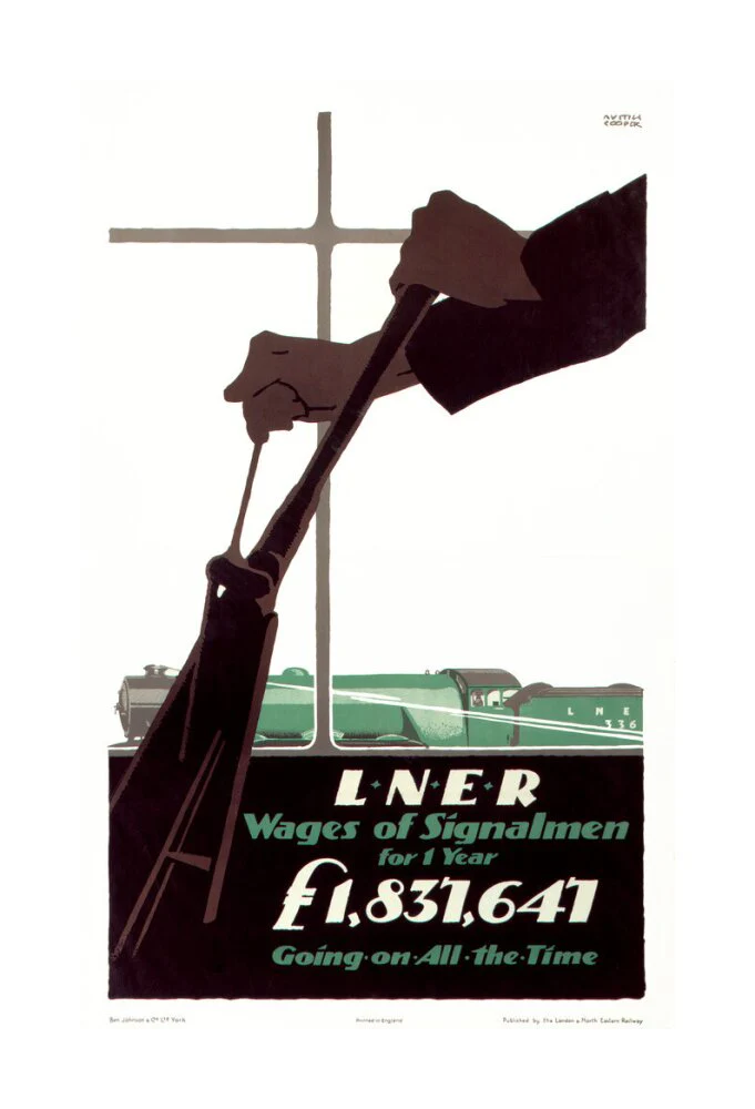 'Wages of Signalmen', LNER poster, 1923-1947. - Image 29