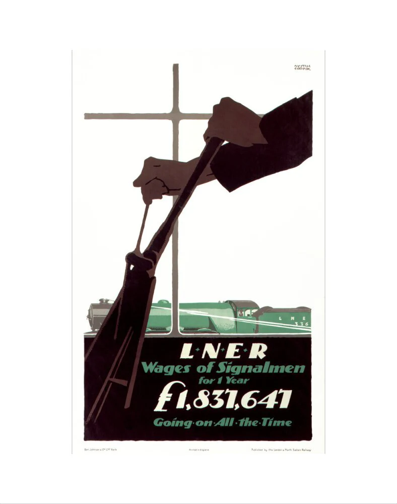 'Wages of Signalmen', LNER poster, 1923-1947. - Image 35
