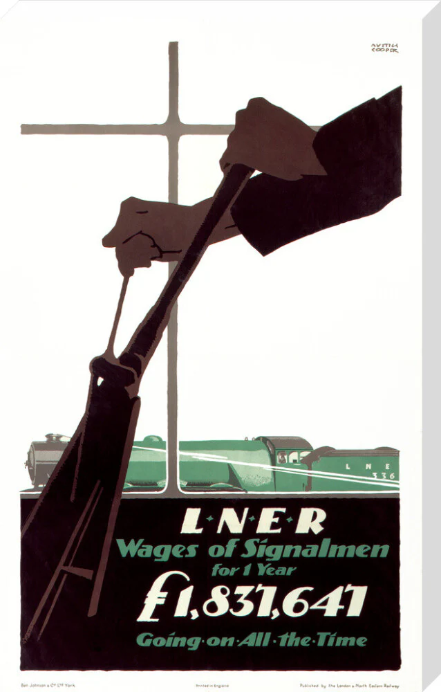 'Wages of Signalmen', LNER poster, 1923-1947. - Image 67