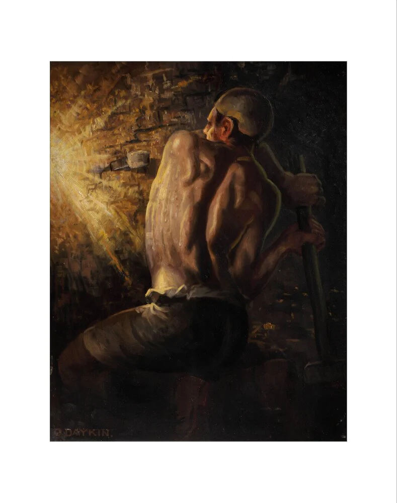 Miner wedging down coal, 1937-1938. - Image 2