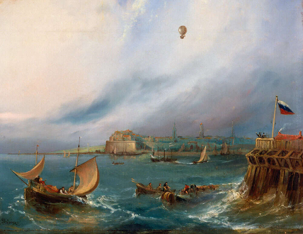 The first balloon crossing of the English Channel, 7 January 1785.