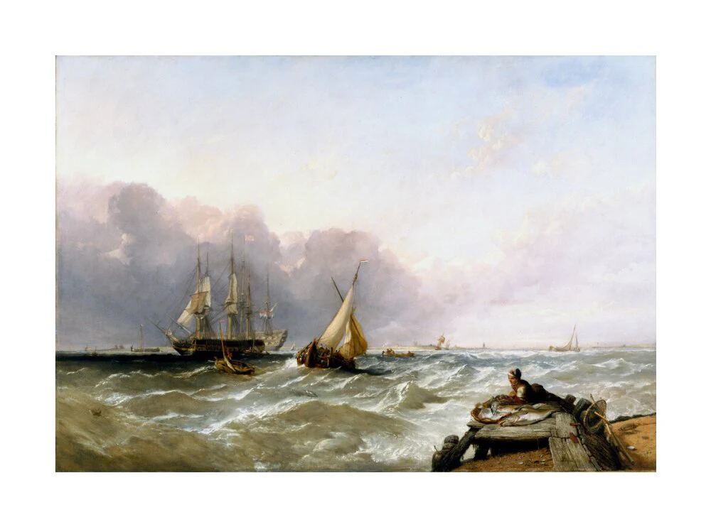 'Shipping off the Dutch Coast', c 1830. - Image 29