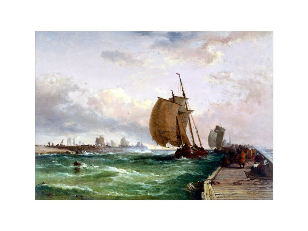 Dutch luggers entering harbour, Dunkirk, France, 1886. - Image 55
