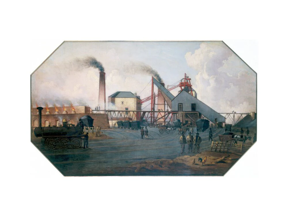 'North Eastern coalfield: colliery pit-head and coking ovens', c 1845. - Image 17